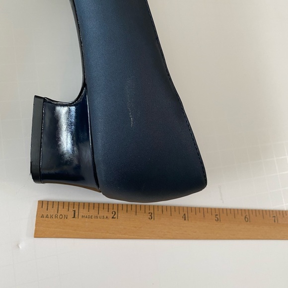 SOFT STYLE By Hush Puppies Sara Stack Heel Shoes Patent Toe Navy Blue Sz 8.5 M - Picture 3 of 8